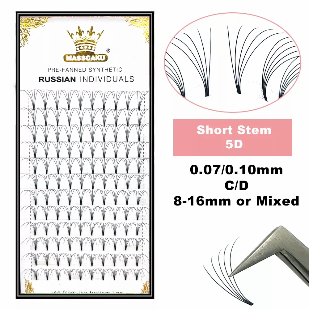 Eyelash Extension Human Hair - Masscaku pré-fabricado volume russo haste curta